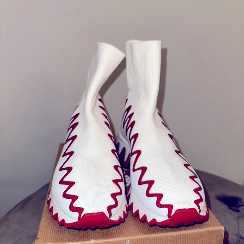 Christine louboutin sharky sock sneakers white size 38 1/2